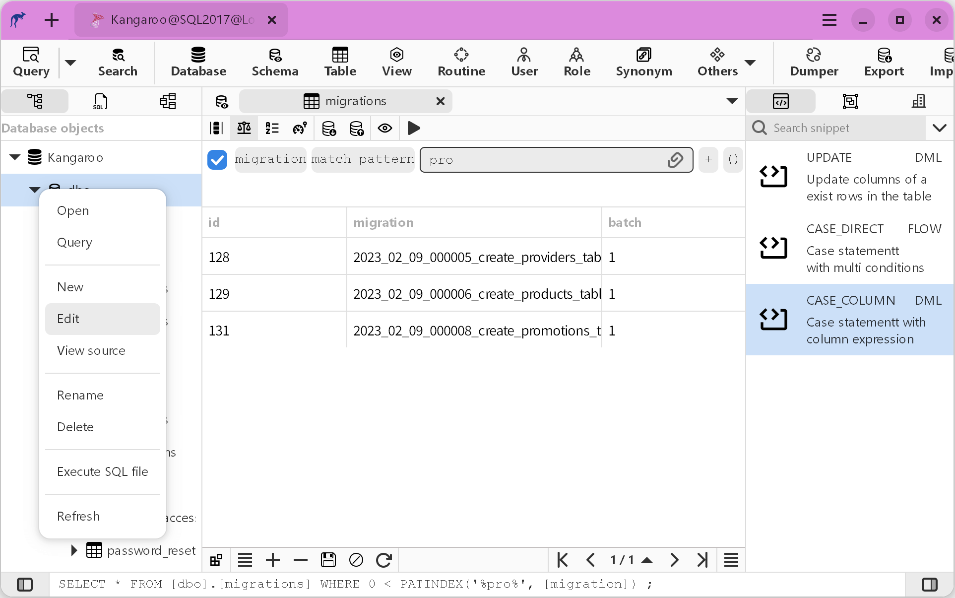 Kangaroo grid view in table with custom columns